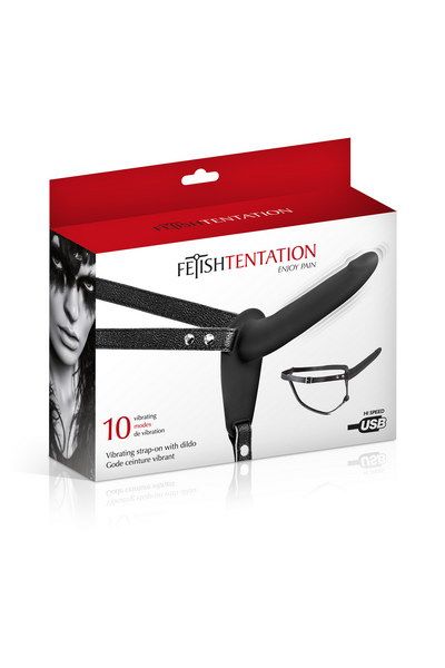 Страпон з вібрацією Fetish Tentation Vibrating Strap-On with Dildo Black - Зображення 3