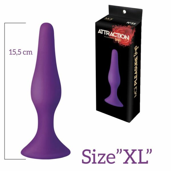 Анальна пробка з присоскою MAI Attraction Toys №35 Purple, довжина 15,5 см, діаметр 3,8см - Зображення 3