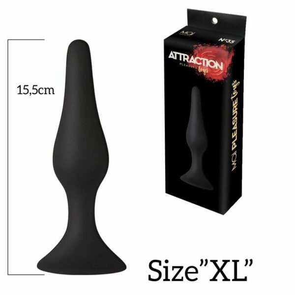 Анальна пробка з присоскою MAI Attraction Toys №35 Black, довжина 15,5 см, діаметр 3,8см - Зображення 3