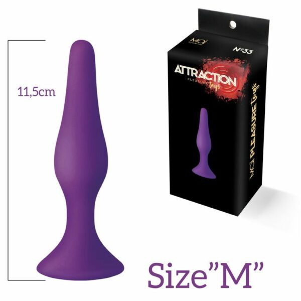 Анальна пробка з присоскою MAI Attraction Toys №33 Black, довжина 11,5cм, діаметр 3см - Зображення 3