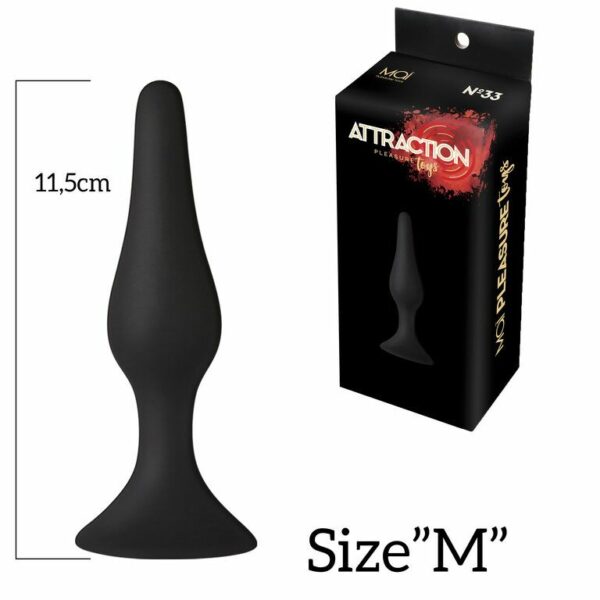 Анальна пробка з присоскою MAI Attraction Toys №33 Black, довжина 11,5cм, діаметр 3см - Зображення 3