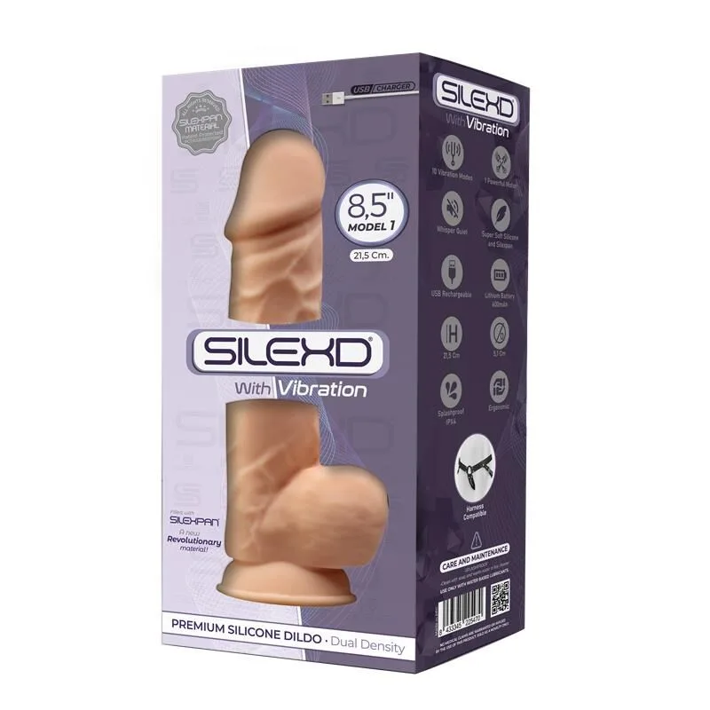 Фалоімітатор з вібрацією SilexD Norman Vibro Flesh (MODEL 1 size 8,5in), двошаровий, діаметр 5 см - Зображення 2