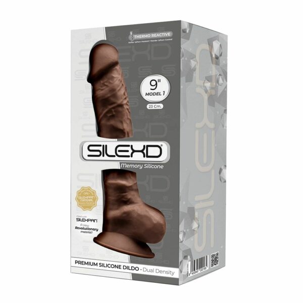 Фалоімітатор SilexD Tomas Brown (MODEL 1 size 9in), двошаровий, силікон + Silexpan, діаметр 4,9см - Зображення 3
