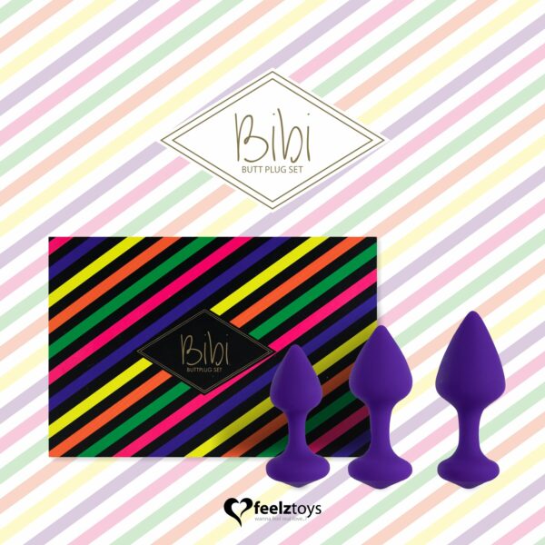 Набір силіконових анальних пробок FeelzToys - Bibi Butt Plug Set 3 pcs Purple - Зображення 4