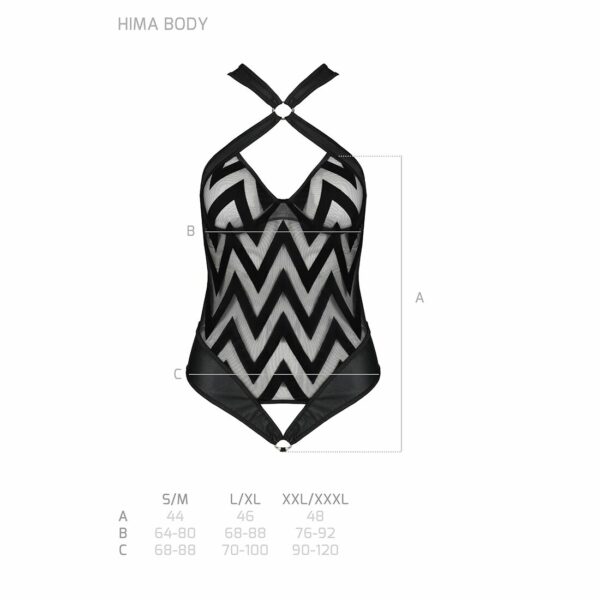 Сітчастий боді з халтером та ритмічним малюнком Passion Hima Body L/XL, black - Зображення 5