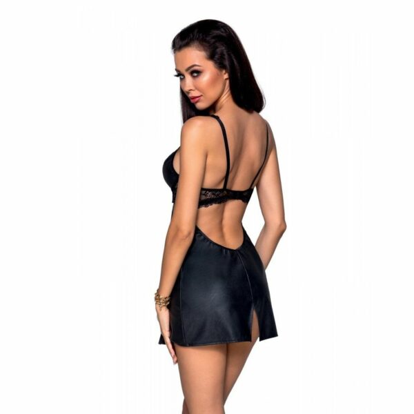 Бебі-дол з еко-шкіри та мережива Passion LOONA CHEMISE L/XL, black - Зображення 2