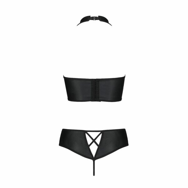 Комплект з еко-шкіри Passion NANACY BIKINI L/XL, black, бра та трусики з імітацією шнурівки - Зображення 6