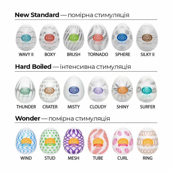 Набір мастурбаторів-яєць Tenga Egg New Standard Pack (6 яєць) - Зображення 7