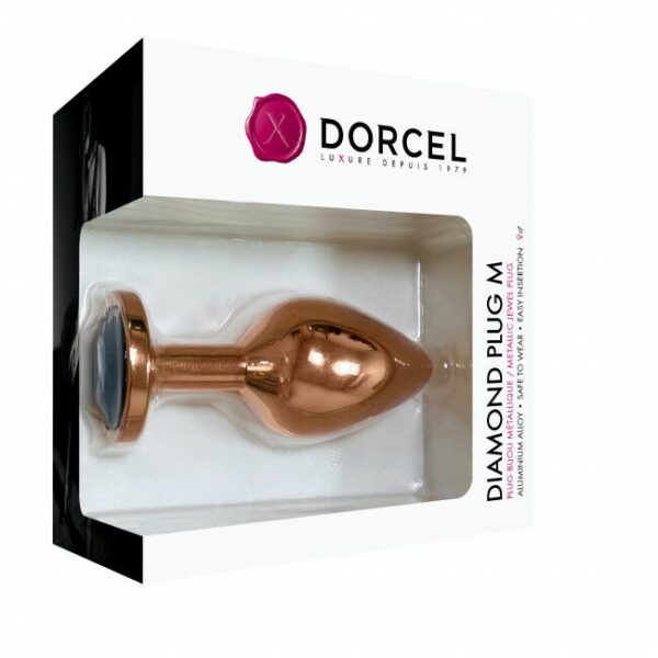 Металева анальна пробка із прикрасою у вигляді кристалу Dorcel - Diamond Plug Rose Gold M - Зображення 5