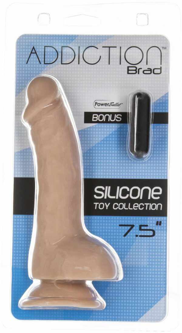 Вигнутий фалоімітатор на присосці ADDICTION — BRAD 7,5″ Dildo With Balls, Beige - Зображення 6