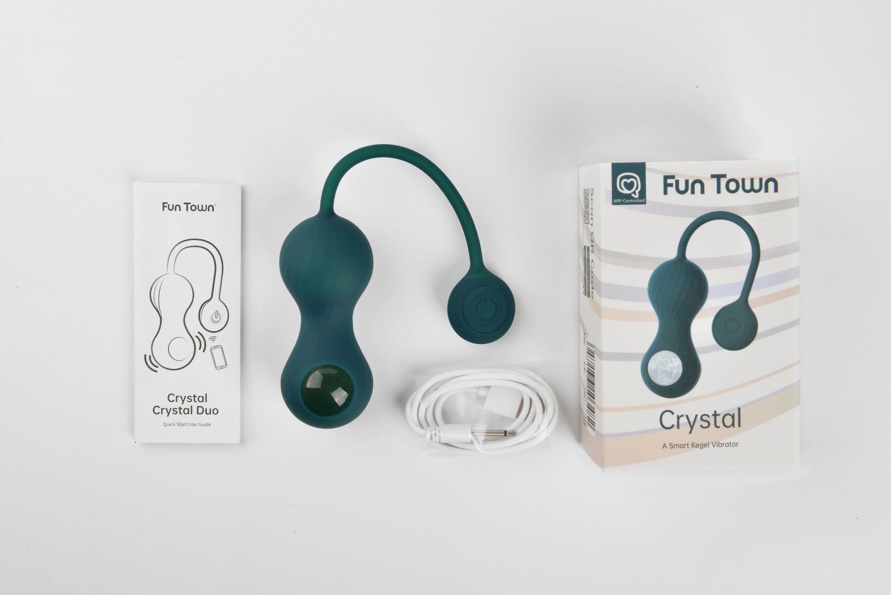 Вагінальні смарт-кульки з вібрацією Fun Town Crystal, з прозорою скляною кулею - Зображення 4