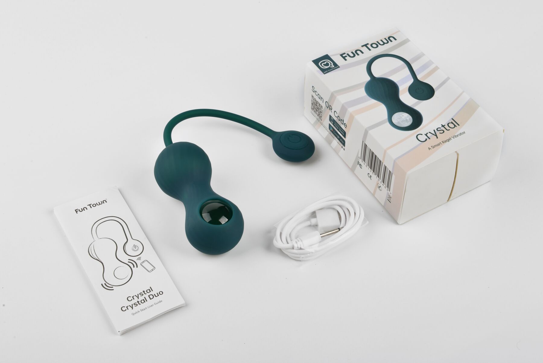 Вагінальні смарт-кульки з вібрацією Fun Town Crystal, з прозорою скляною кулею - Зображення 5