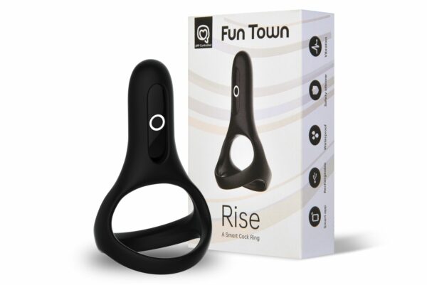 Подвійне ерекційне кільце Fun Town Rise Black, керування зі смартфона