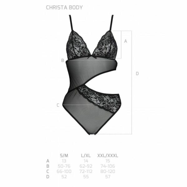 Боді з ажурним ліфом Passion CHRISTA BODY L/XL, black - Зображення 5