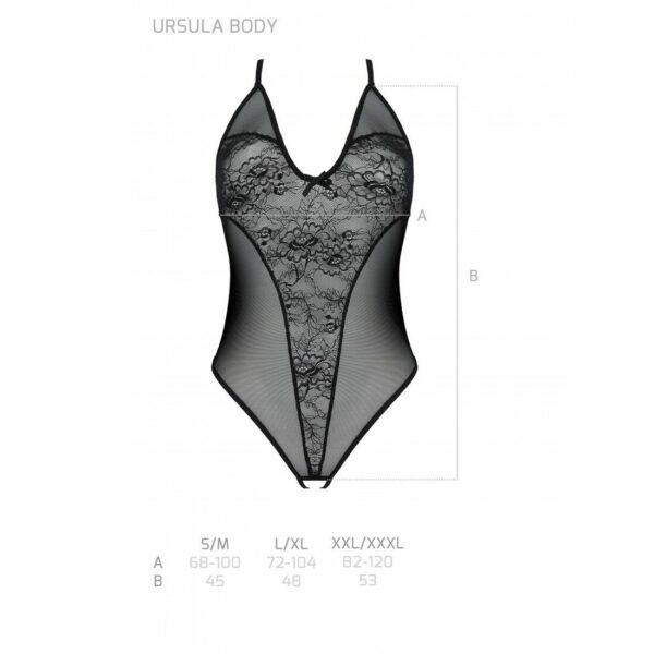 Боді з ажурним декором та відкритим кроком Passion URSULA BODY L/XL, black - Зображення 5