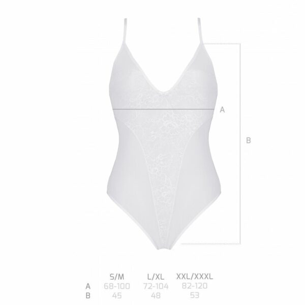 Боді з ажурним декором та відкритим кроком Passion URSULA BODY L/XL, white - Зображення 5