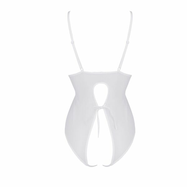 Боді з ажурним декором та відкритим кроком Passion URSULA BODY S/M, white - Зображення 4