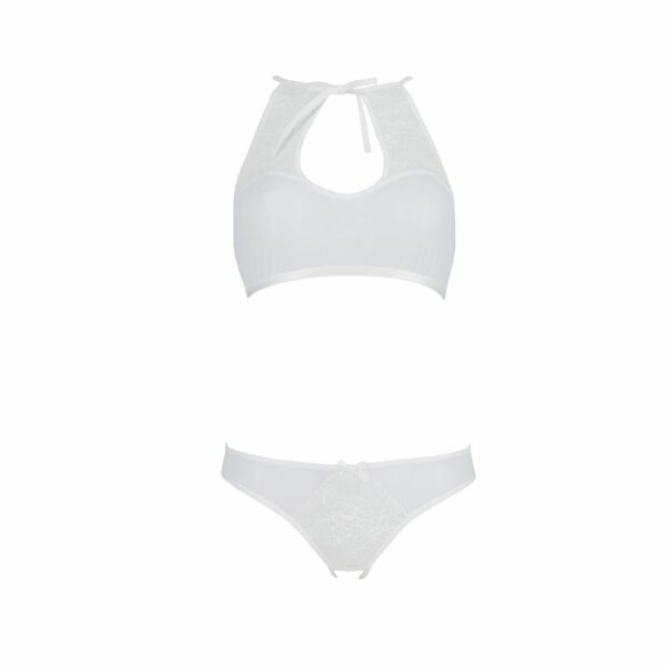 Комплект: бра, трусики з ажурним декором та відкритим кроком URSULA SET L/XL, white - Зображення 3