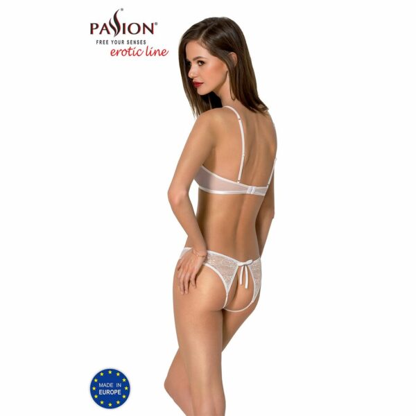 Комплект із бра, трусиків з ажурним декором та відкритим кроком Passion URSULA SET S/M, white - Зображення 2