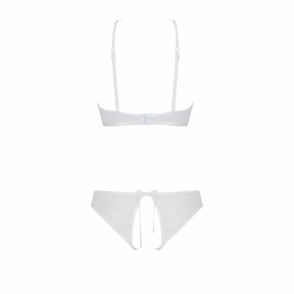 Комплект із бра, трусиків з ажурним декором та відкритим кроком Passion URSULA SET S/M, white - Зображення 4