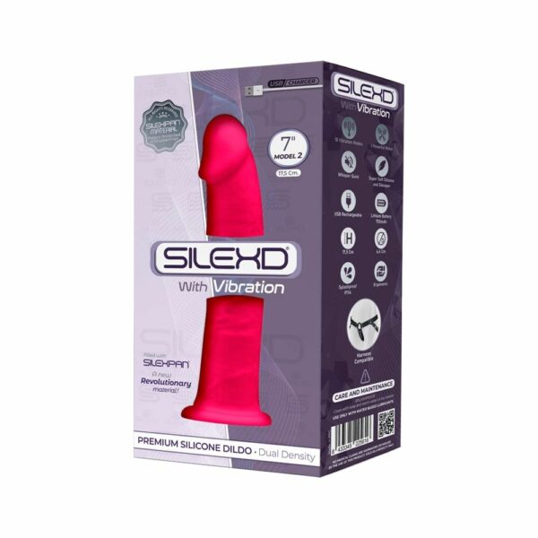 Фалоімітатор з вібрацією SilexD Henry Vibro Pink (MODEL 2 size 7in), двошаровий, діаметр 4,4 см - Зображення 3