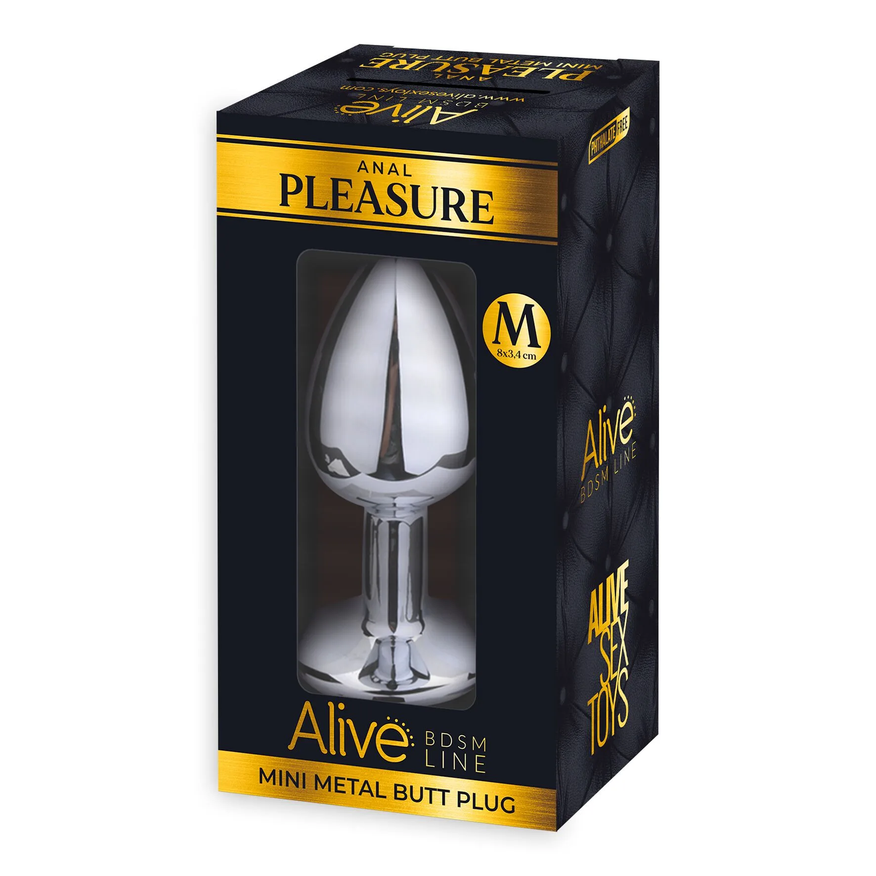 Металева анальна пробка з кристалом Alive Mini Metal Butt Plug Black M - Зображення 2
