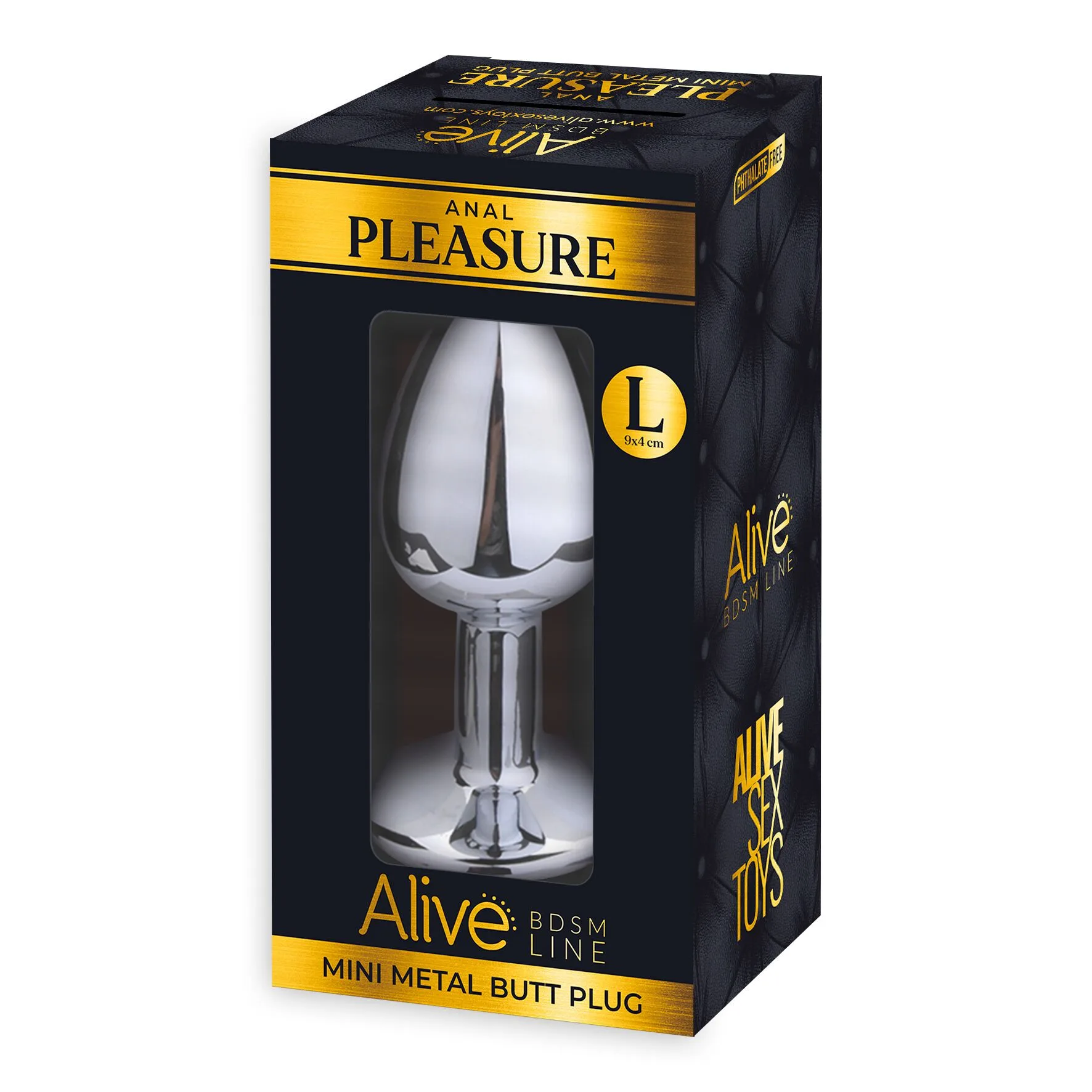Металева анальна пробка з кристалом Alive Mini Metal Butt Plug Black L - Зображення 2