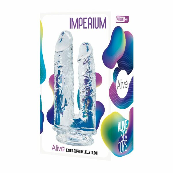 Прозорий фалоімітатор Alive Imperium Jelly Dildo для подвійного проникнення - Зображення 2