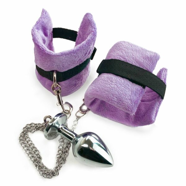 Наручники з металевою анальною пробкою Art of Sex Handcuffs with Metal Anal Plug size M Purple - Зображення 6