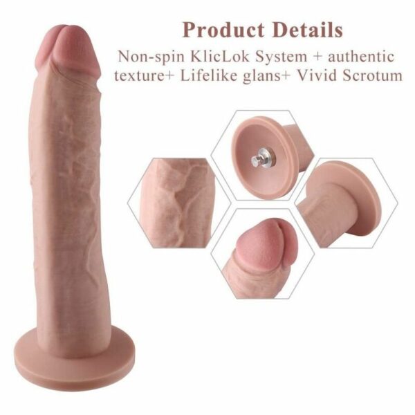 Фалоімітатор 10.2″ з вібрацією для секс-машин Hismith Silicone Dildo with Vibe, KlicLok, пульт ДК - Зображення 3