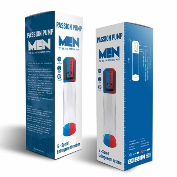 Автоматична вакуумна помпа Men Powerup Passion Enlargement system Blue, перезаряджувана, 5 режимів - Зображення 4
