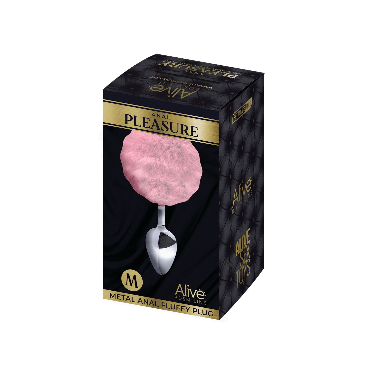 Металева анальна пробка Кролячий хвостик Alive Fluffy Plug M Pink, діаметр 3,4 см - Зображення 2
