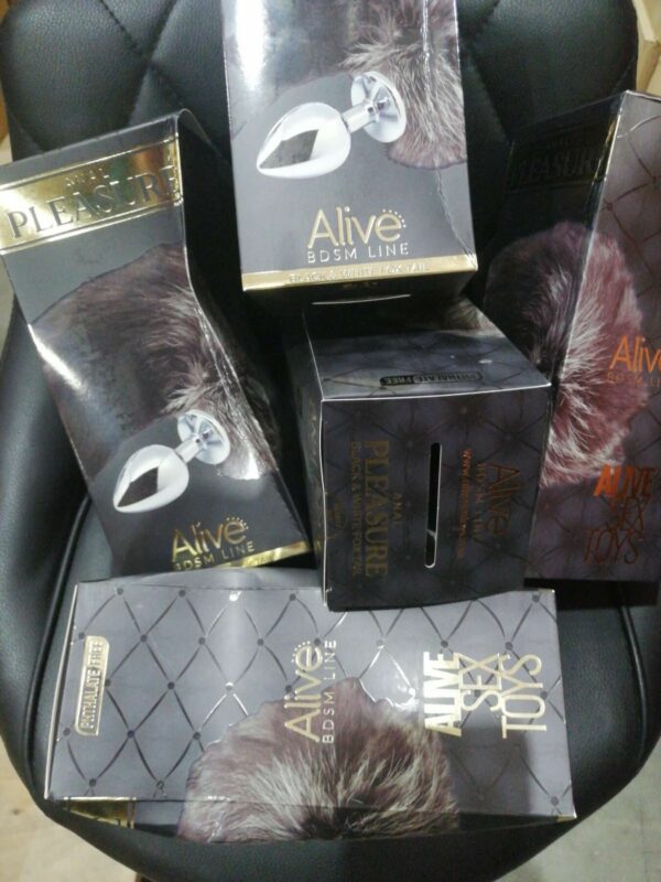 Металева анальна пробка Лисячий хвіст Alive Black And White Fox Tail M (мятая упаковка) - Зображення 2