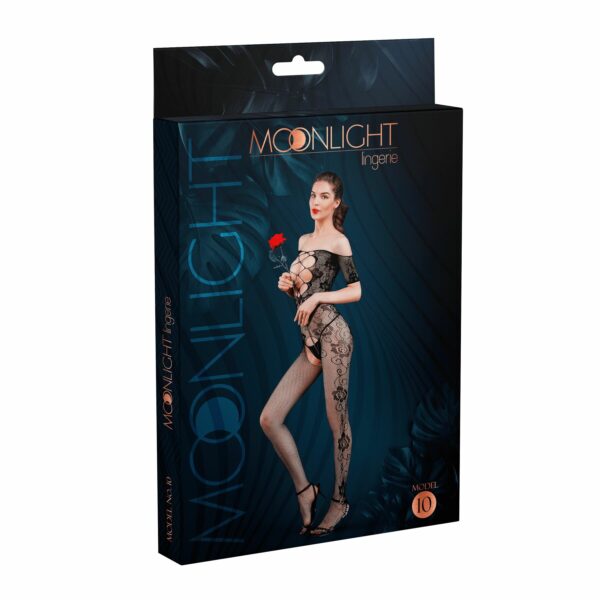 Бодістокінг з доступом Moonlight Model 10 XS-L Black, імітація шнурівки, квітковий декор, відкриті п - Зображення 3