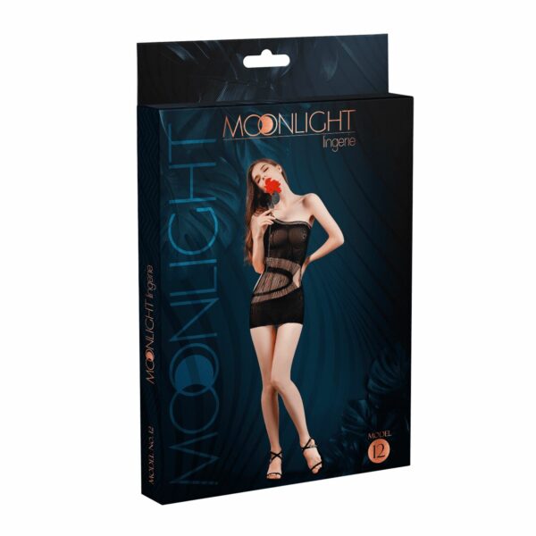 Мінісукня на одне плече Moonlight Model 12 XS-L Black, вертикальна бахрома - Зображення 3