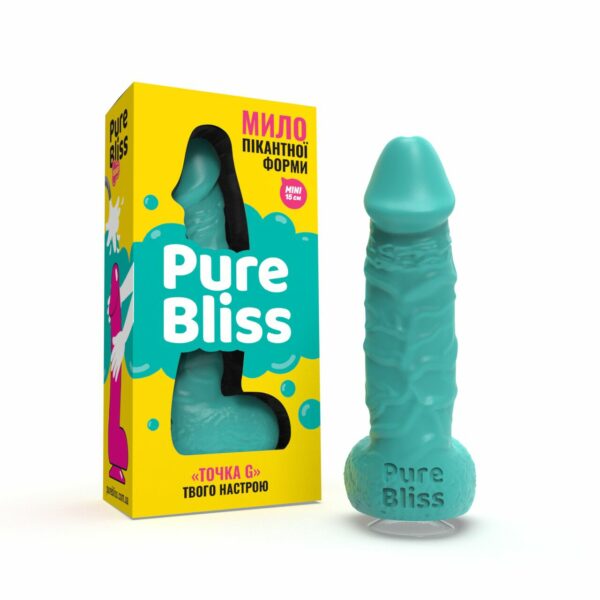 Крафтове мило-член із присоскою Pure Bliss MINI Turquoise, натуральне - Зображення 2