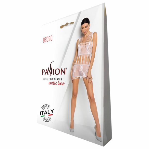 Бодістокінг мінісукня з метеликами Passion BS090 One Size white - Зображення 6