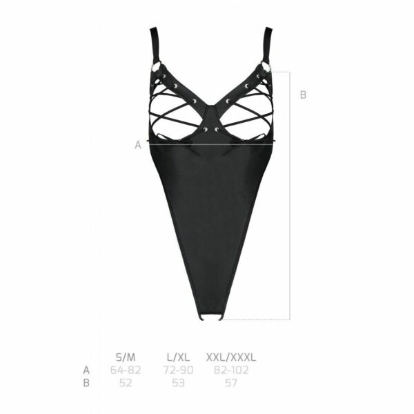 Боді з екошкіри Passion CELINE BODY L/XL, black, з доступом, відкритий - Зображення 7