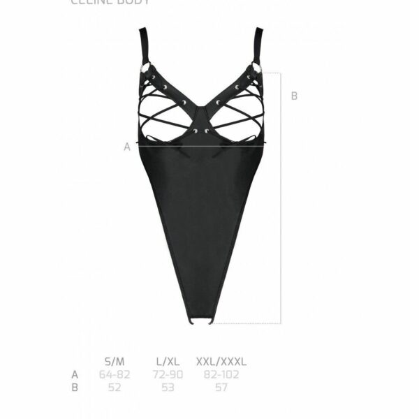 Боді з екошкіри Passion CELINE BODY S/M, black, з доступом, відкритий - Зображення 7