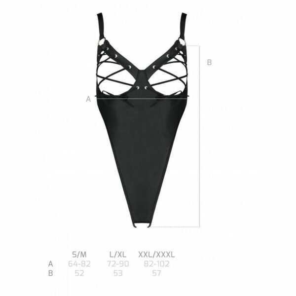 Боді з екошкіри Passion CELINE BODY XXL/XXXL, black, з доступом, відкритий - Зображення 7