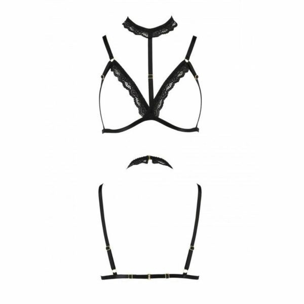 Бюстгальтер-стрепи з чокером Passion Exclusive SHELLY BRA XXL/XXXL, black - Зображення 5