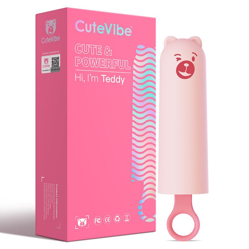 Вібратор CuteVibe Teddy Pink (Black Dildo), реалістичний вібратор під виглядом морозива - Зображення 4
