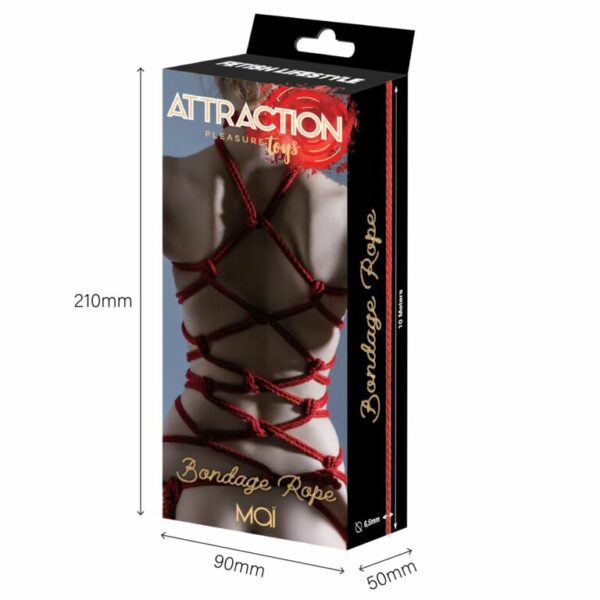 Мотузка для BDSM MAI Bondage Rope Red, довжина 10 м, діаметр 6,5 мм, поліестер - Зображення 3