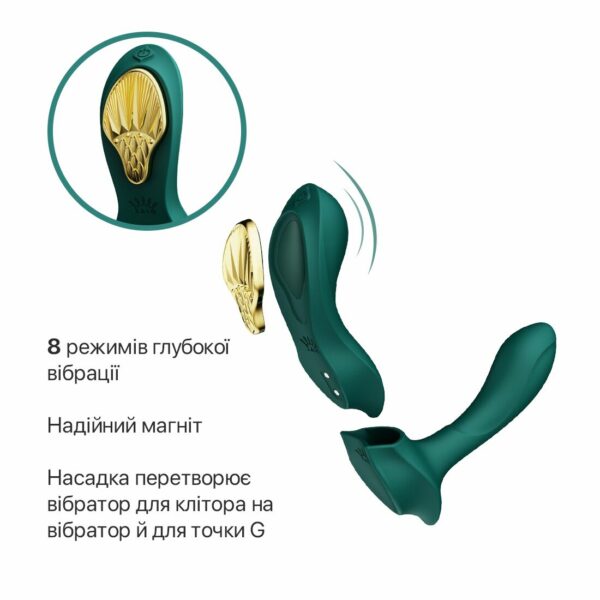 Смарт-вібратор у трусики Zalo - AYA Turquoise Green, насадка та пульт ДК - Зображення 4