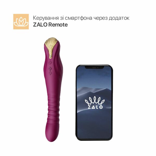 Смартвібратор-пульсатор Zalo — King Velvet Purple, кристал Swarovski - Зображення 2