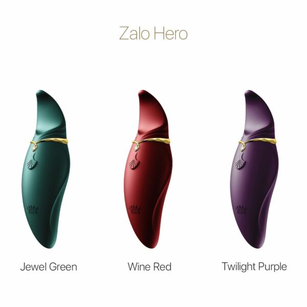 Вібратор 2в1 з язичком Zalo — Hero Jewel Green, кристал Swarovski - Зображення 8