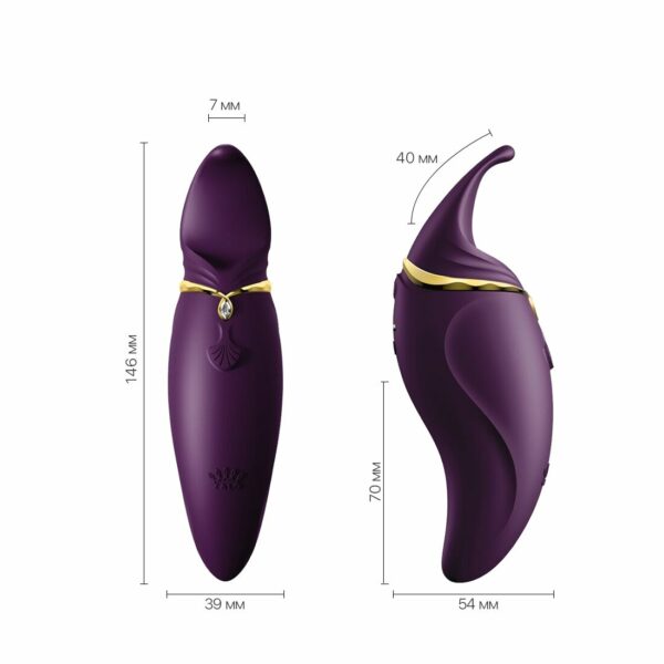 Вібратор 2в1 з язичком Zalo — Hero Twilight Purple, кристал Swarovski - Зображення 2