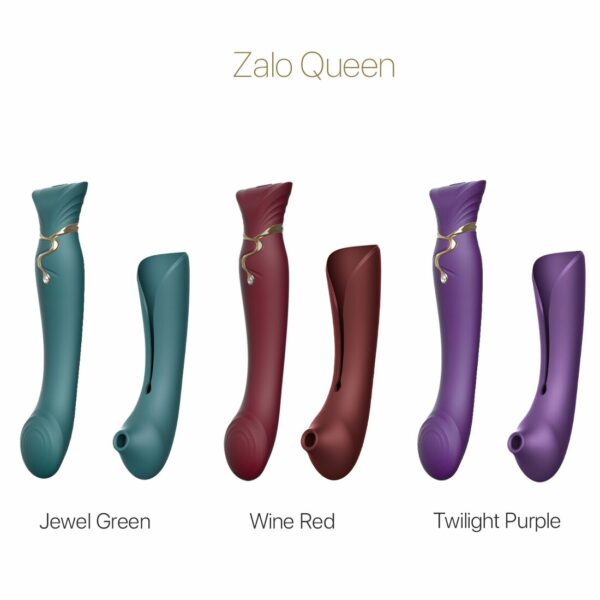 Смартвібратор 3в1 Zalo — Queen Wine Red, пульсівна перлина та вакуум, кристал Swarovski - Зображення 9