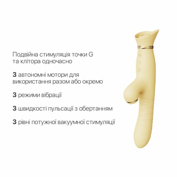 Пульсатор-вібратор із вакуумною стимуляцією клітора Zalo - ROSE Thruster Lemon Yellow - Зображення 4