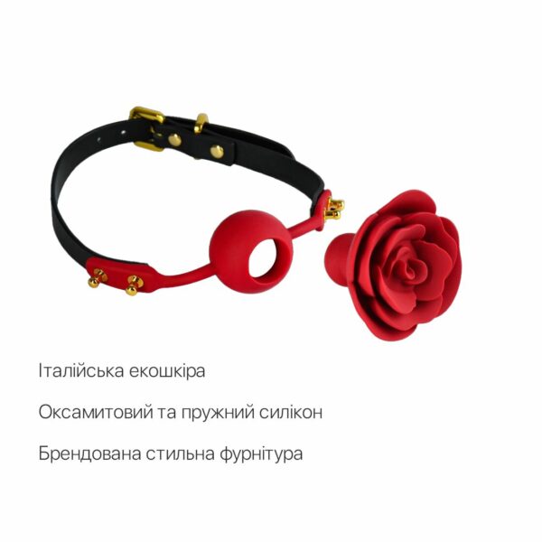 Розкішний кляп у вигляді троянди Zalo - Rose Ball Gag, подвійне використання - Зображення 3